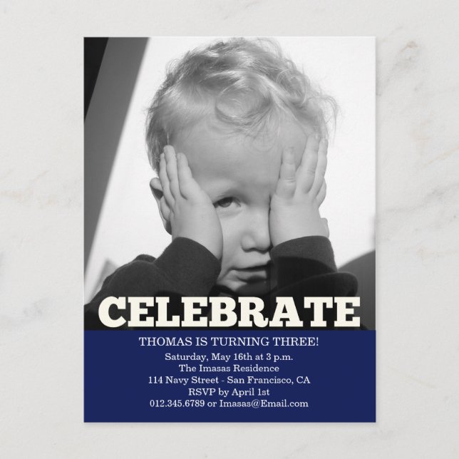 Boy Birthday Party Photo Invitations (Front)