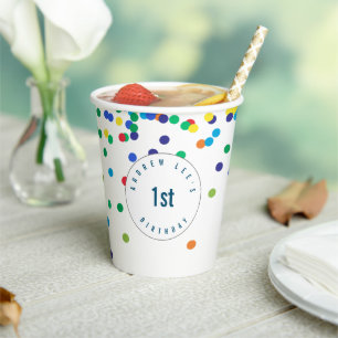 Boy Birthday Party, Primary Colour Confetti Paper Cups