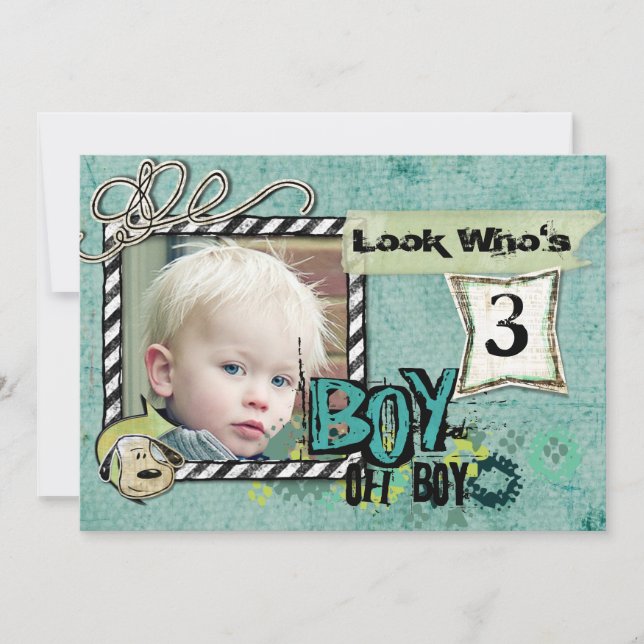 Boy birthday photo card (Front)