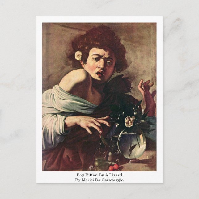 Boy Bitten By A Lizard By Merisi Da Caravaggio Postcard (Front)