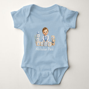 Boy Blocks Baby Shower Bodysuit