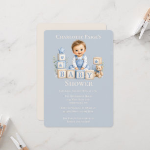 Boy Blocks Baby Shower Invitation