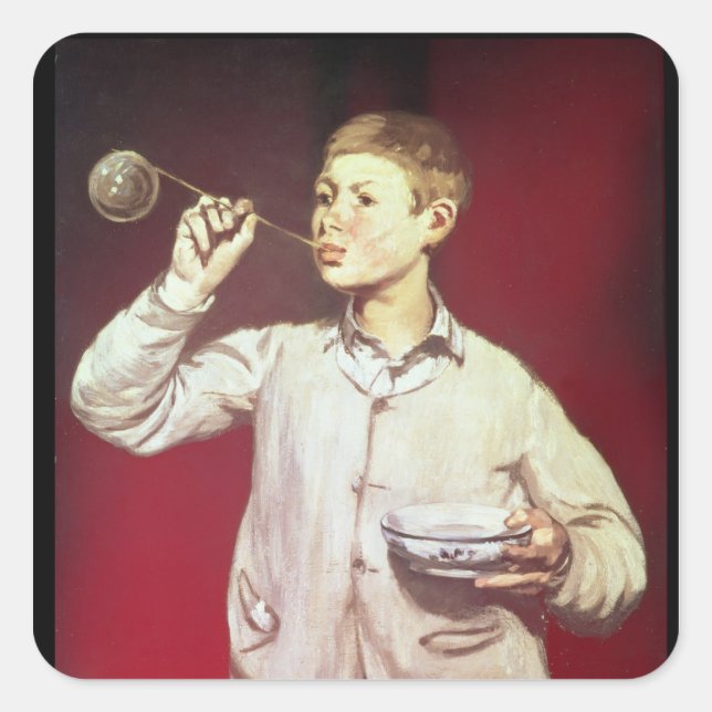 Boy Blowing Bubbles, 1867-69 Square Sticker (Front)