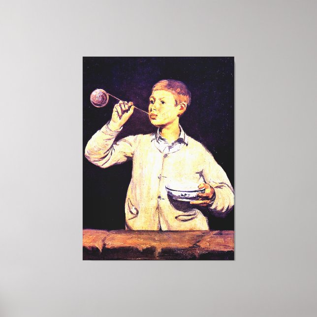 Boy Blowing Bubbles, painting by Edouard Manet Canvas Print (Front)