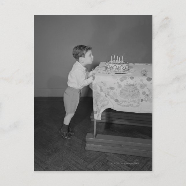 Boy Blowing Out Candles Postcard (Front)