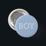 Boy Blue Baby Gender Reveal Party 3 Cm Round Badge<br><div class="desc">Have guests of your gender reveal party make their guess on blue with "BOY" pins / buttons in light baby blue with white.</div>