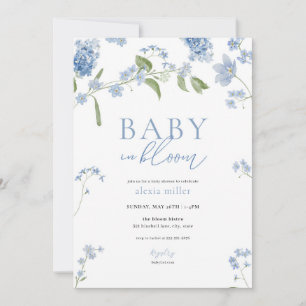 Boy Blue Baby in Bloom Baby Shower Invitation