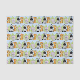 Boy Blue Baby Shower Cute Safari Jungle Animals Tissue Paper
