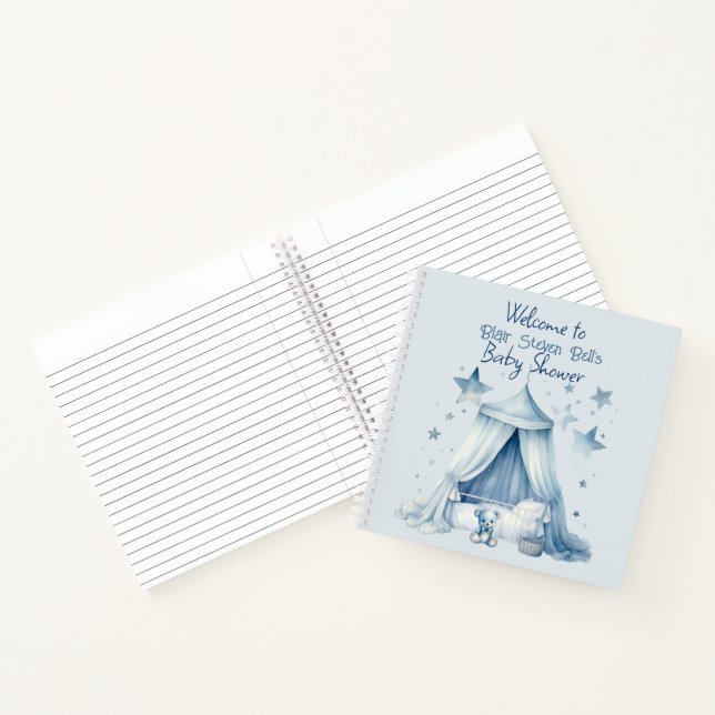 Boy Blue Baby Shower Guestbook Notebook (Inside)
