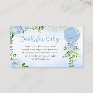 Boy Blue Balloon Greenery Books for Baby Enclosure Card