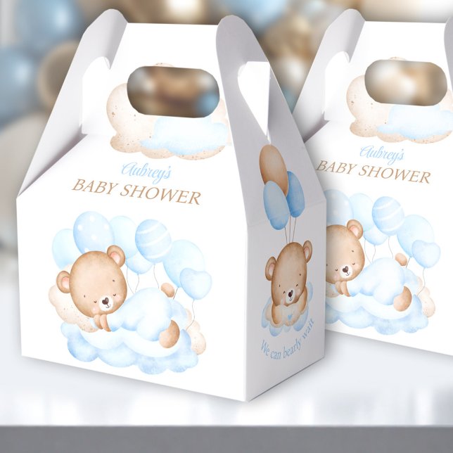 Boy Blue Bear Baby Shower Favour Box (Boy Blue Bear Favor Box - You can choose from 3 sizes by clicking on the STYLE dropbox.)