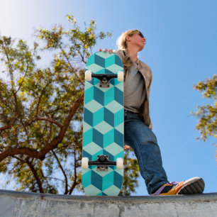 Boy Blue Building Blocks Seamless Pattern Skateboard