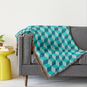 Boy Blue Building Blocks Seamless Pattern Throw Blanket