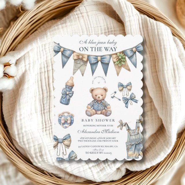 Boy Blue Jean Baby Denim Baby Shower Invitation (Creator Uploaded)