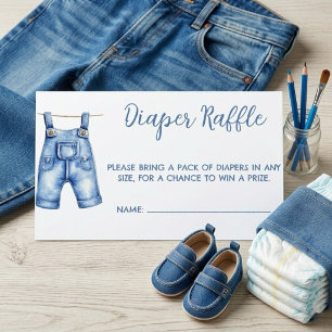Boy Blue Jean Baby Shower diaper raffle Enclosure Card
