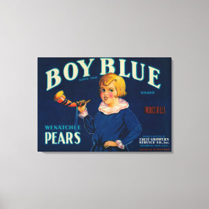 Boy Blue Pear Crate Label Canvas Print