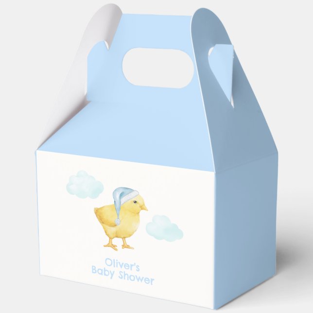 Boy Blue Sky Cloud Little Chicken Baby Shower  Favour Box (Front)
