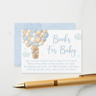 Boy Blue Teddy Bear Baby Shower Book Request Enclosure Card