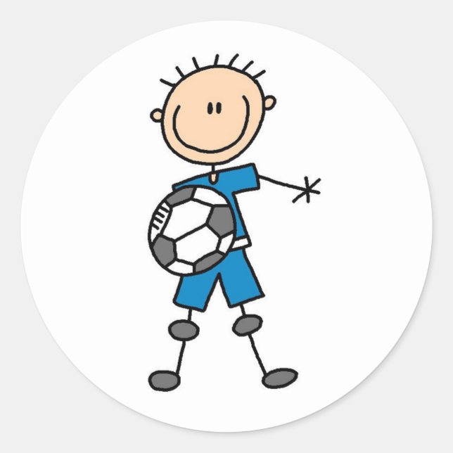 Boy Blue Uniform Soccer Classic Round Sticker (Front)