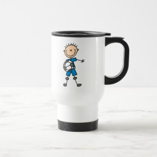 Boy Blue Uniform Stick Figure Soccer Player Gifts Travel Mug