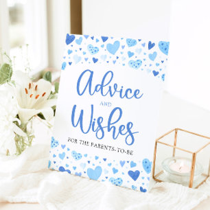 Boy Blue Valentine Baby Shower Advice and Wishes Pedestal Sign