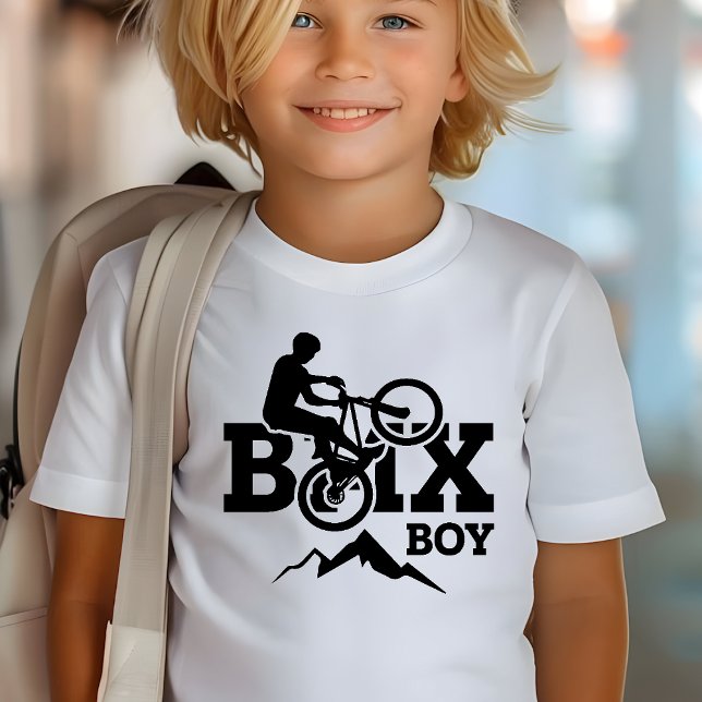 Boy BMX Racing White And Black T-Shirt (Creator Uploaded)