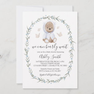 Boy Bohemian Bear Baby Shower Invitation