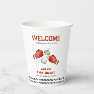 Boy Boxing Little Champion Baby Shower Welcome Paper Cups