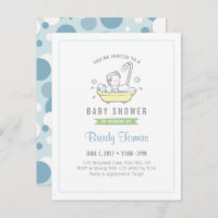 Boy Bubble Bath Baby Shower Invitation