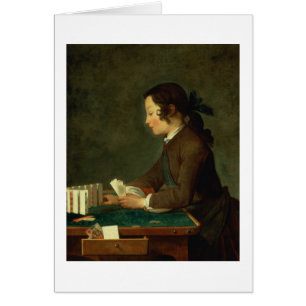 Boy Building a Castle of Cards (oil on canvas)