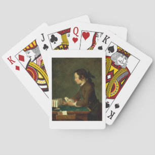 Boy Building a Castle of Cards (oil on canvas)