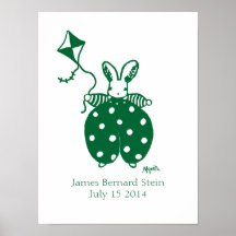 Boy Bunny in green birthday poster