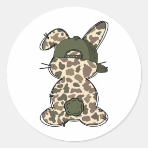 Boy Bunny Rabbit Duck Camo Camouflage Hat Ball Cap Classic Round Sticker