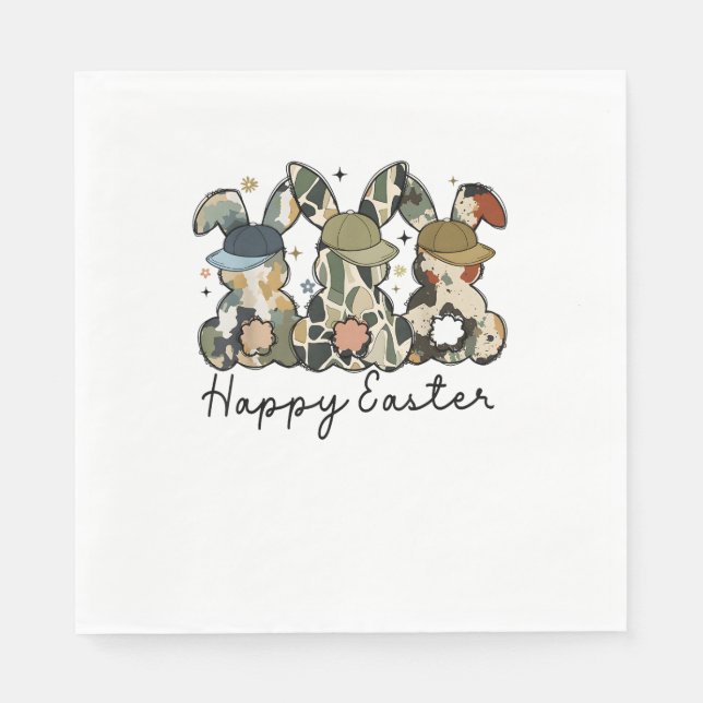 Boy Bunny Rabbit Duck Camo Camouflage Hat Ball Cap Napkin (Front)