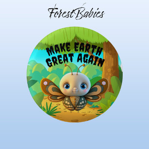 Boy Butterfly, Make Earth Great Again, Wildlife 3 Cm Round Badge