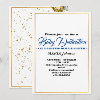 BOY Butterfly Watercolor Baby Dedication  Invitation