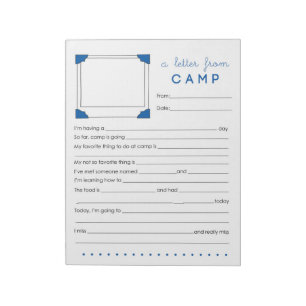 Boy Camp Stationery Letter from Camp Notepad
