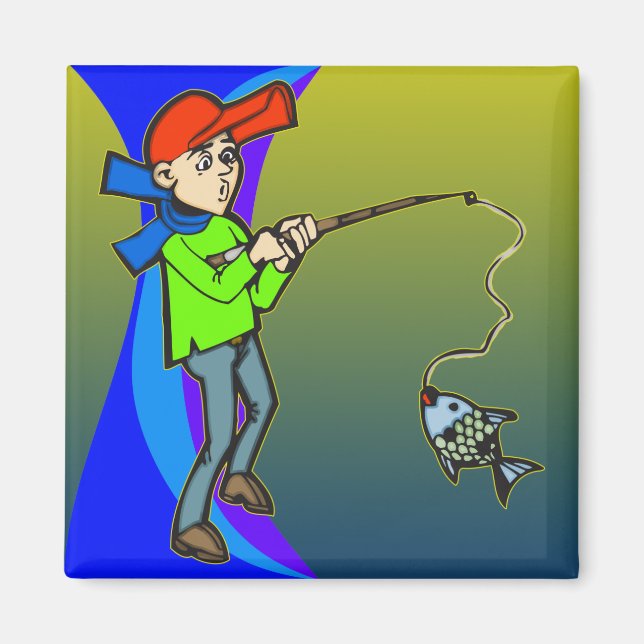 Boy Catching A Fish Magnet (Front)