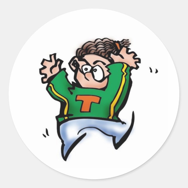 Boy Cheerleading Classic Round Sticker (Front)