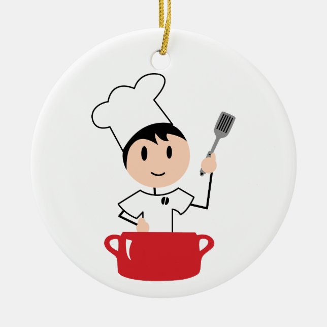 Boy Chef Ceramic Tree Decoration (Front)