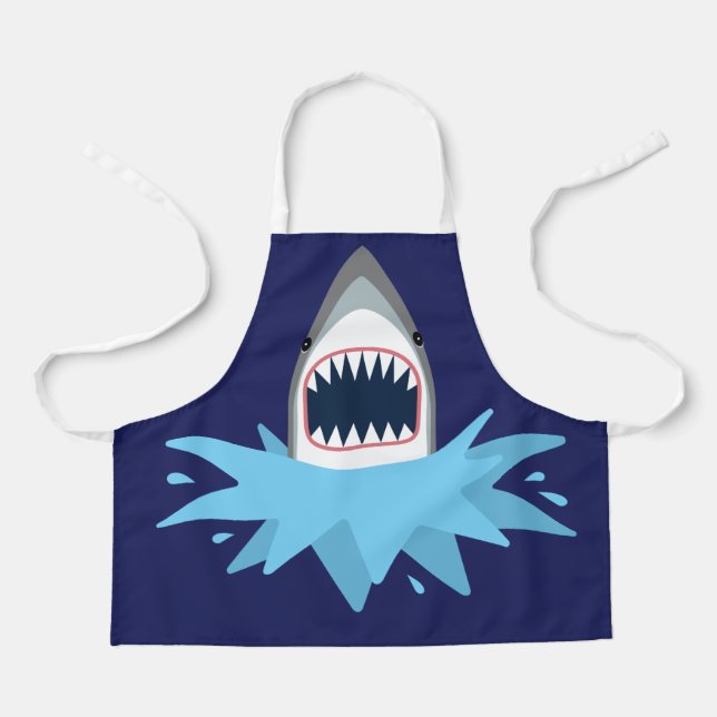 Boy Chef Funny Great White Shark Attack Apron (Front)