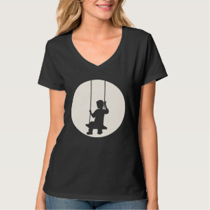 Boy Child Swing Sad Set Seat Moon Swinging Sun Nig T-Shirt