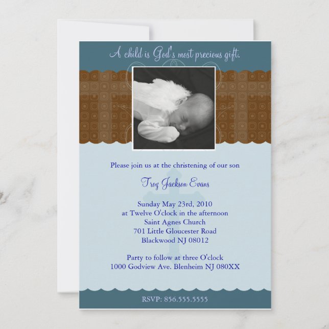 Boy Christening/Baptism Invitation (Front)