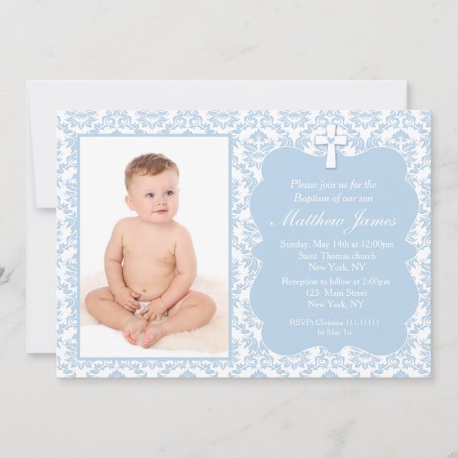Boy Christening Baptism invitations (Front)