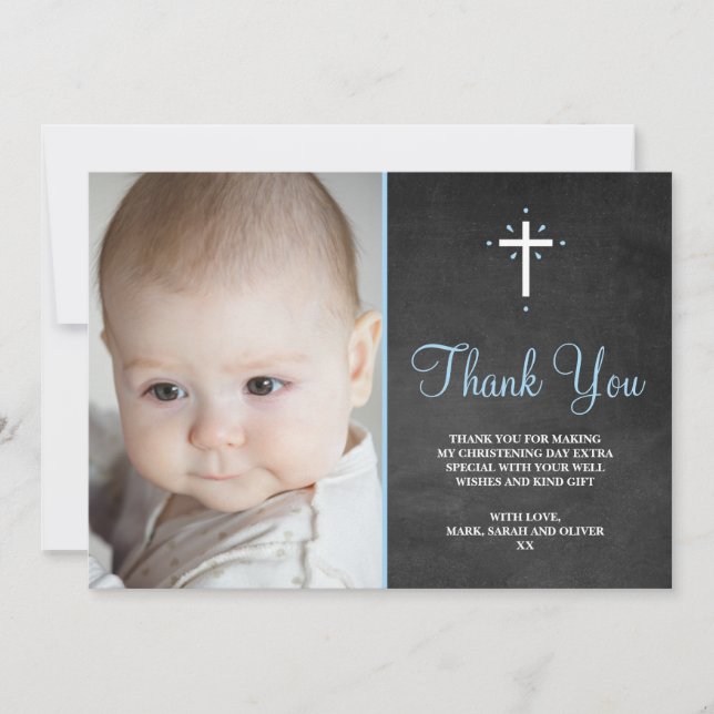 Boy Christening/Baptism Thank You Card (Front)
