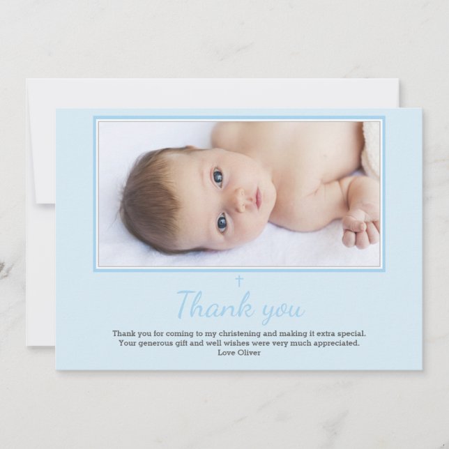 Boy Christening/Baptism Thank You Card (Front)