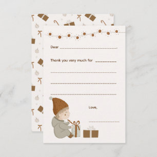 Boy Christmas Thank you note, fill in card