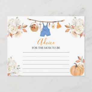 Boy Clothes Pumpkin Baby Shower Advice For Mum Enclosure Card