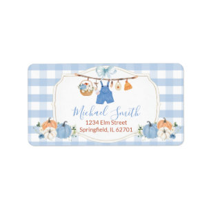 Boy Clothes Pumpkin Fall Baby Shower Address Label