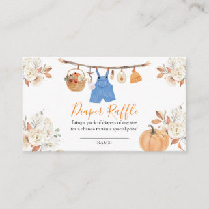 Boy Clothes Pumpkin Fall Baby Shower Diaper Raffle Enclosure Card